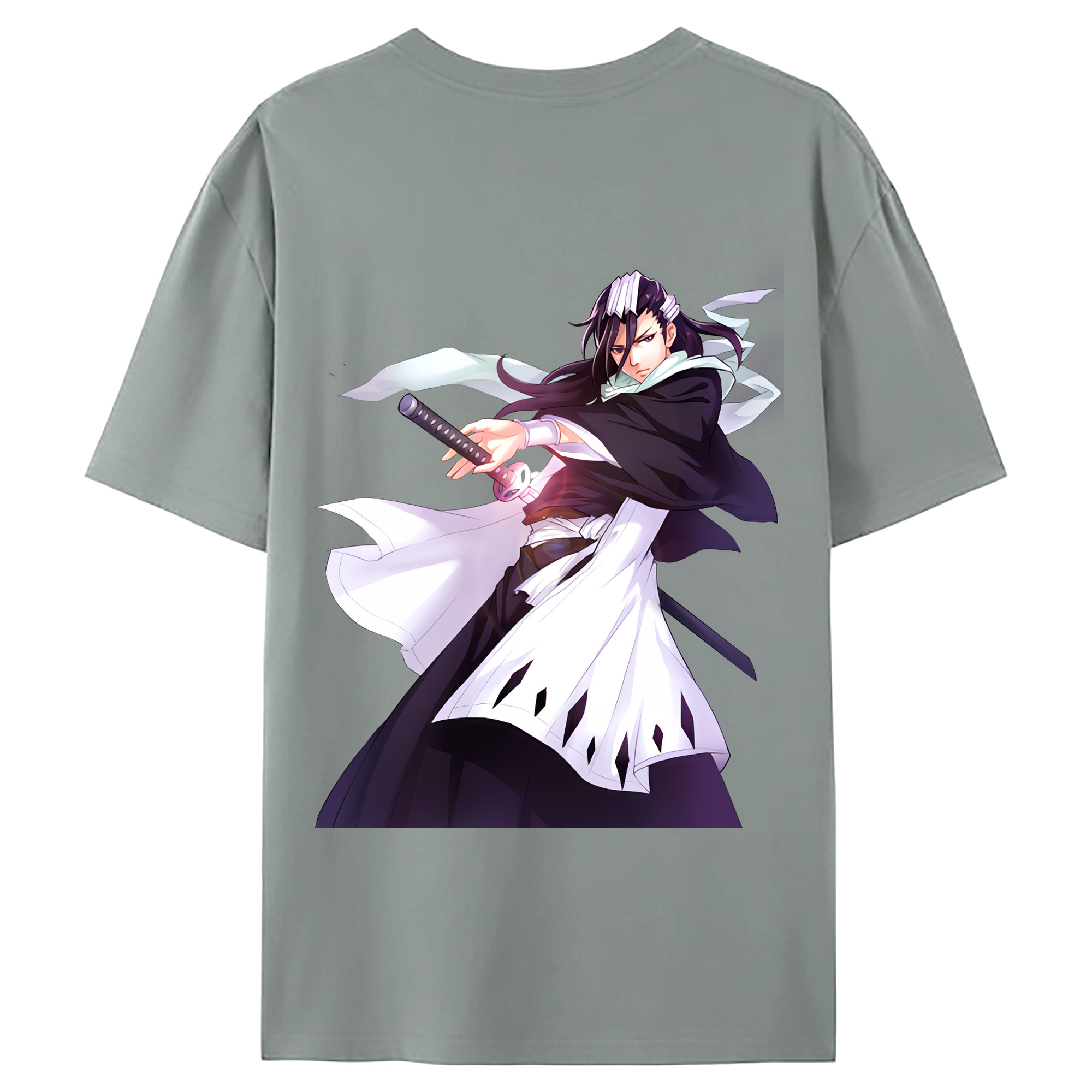 （画像用） ブリーチ くちき びゃくや BLEACH Kuchiki Byakuya 綿100％ メンズ半袖Tシャツ（バックプリント） 通気性